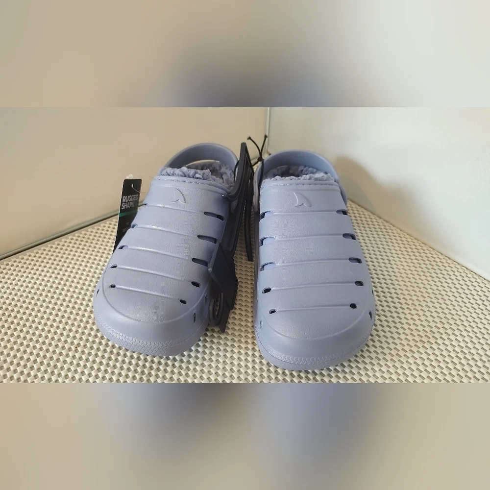 Rugged Shark Girls Size 3 Clogs with Faux Shearling Lining Violet NWT